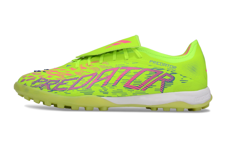 Chuteira Society Adidas Predator Elite Fold-Over Tongue TF - Verde, Rosa e Roxa