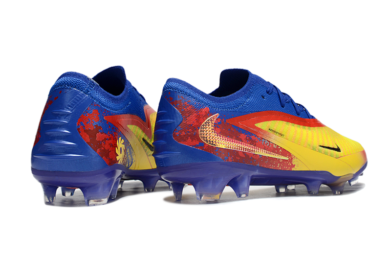 Chuteira Nike Phantom 6 Edição Especial Haaland Elite  FG - Azul, Amarela e Vermelha