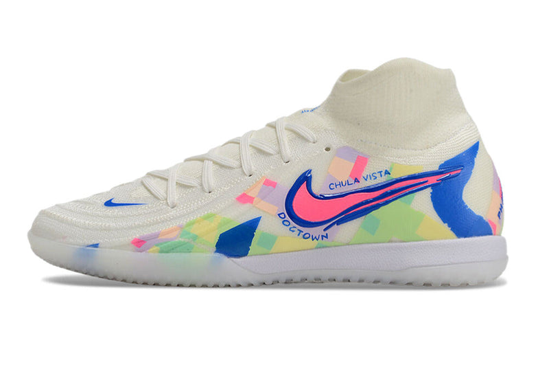 Tênis Futsal Nike Phantom Luna IC - Branca, Azul e Rosa