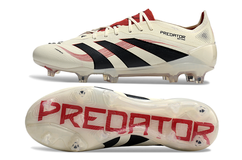Chuteira Adidas Predator Elite FG - Bege,  Preta e Vermelha