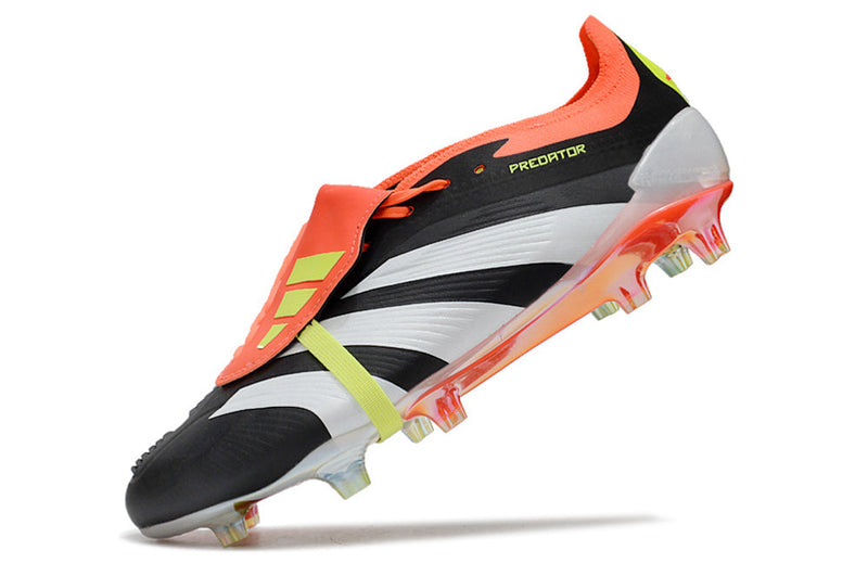 Chuteira Adidas Predator Elite Tongue FG - Preta, Branca e Laranja