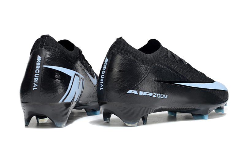 Chuteira Nike AIR Zoom Mercurial Vapor 16 Elite FG - Preta e Azul - Pack Shadow