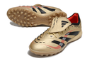 Chuteira Society Adidas Predator Elite Fold-Over Tongue TF - Dourada, Preta e Vermelha