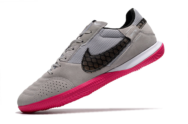 Tênis Futsal Nike Street Gato IC - Cinza, Rosa e Preta