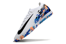 Chuteira Society Nike Air Zoom Mercurial Vapor 16 Elite TF - Branca, Preta e Azul
