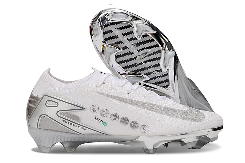 Chuteira Nike Air Zoom Mercurial Vapor 16 Edição Especial Elite FG - Branca e Prata