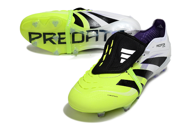 Chuteira Adidas Predator Elite Fold-Over Tongue FG - Branca, Preta e Verde