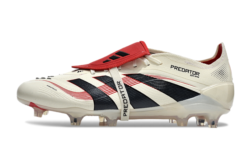 Chuteira Adidas Predator Elite Fold-Over Tongue FG - Begê, Vermelha e Preta