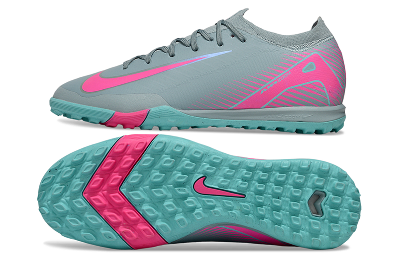 Chuteira Society Nike Air Zoom Mercurial Vapor 16 Elite TF - Azul e Rosa