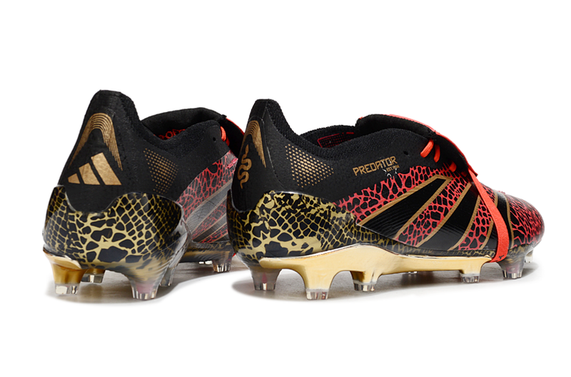 Chuteira Adidas Predator Elite Fold-Over Tongue FG - Preta, Dourada e Vermelha