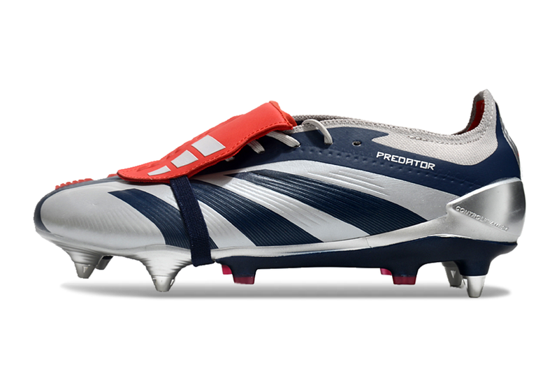 Adidas Predator Elite Fold-Over Tongue SG - Prata, Azul e Vermelha