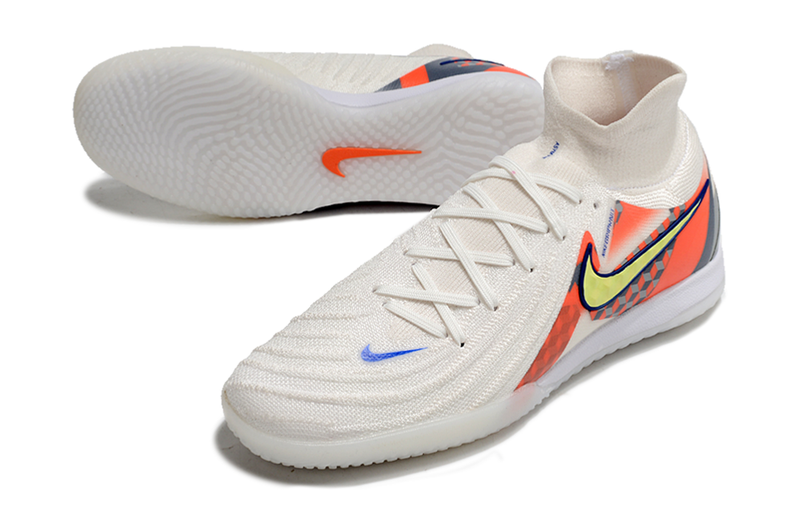 Tênis Futsal Nike Phantom Luna IC - Branca, Cinza e Laranja