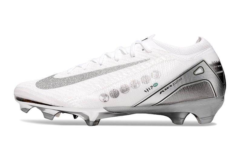 Chuteira Nike Air Zoom Mercurial Vapor 16 Edição Especial Elite FG - Branca e Prata