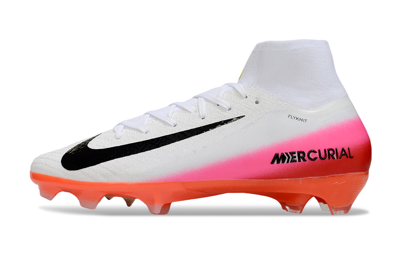 Chuteira Nike Air Zoom Mercurial Superfly 10 Elite FG - Branca, Rosa e Laranja - Pack Fear Nothing