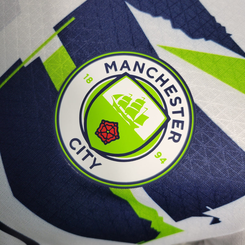 CAMISA VERSÃO PLAYER DO MANCHESTER CITY 23/24 BRANCO EDIÇÃO ESPECIAL