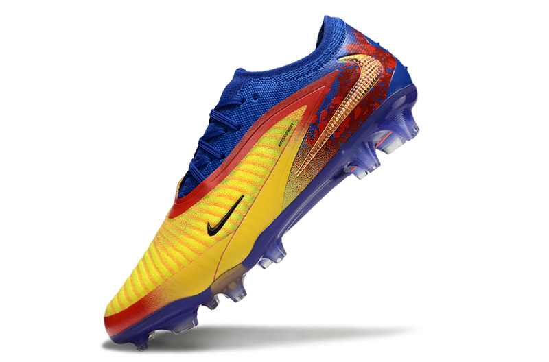 Chuteira Nike Phantom 6 Edição Especial Haaland Elite  FG - Azul, Amarela e Vermelha