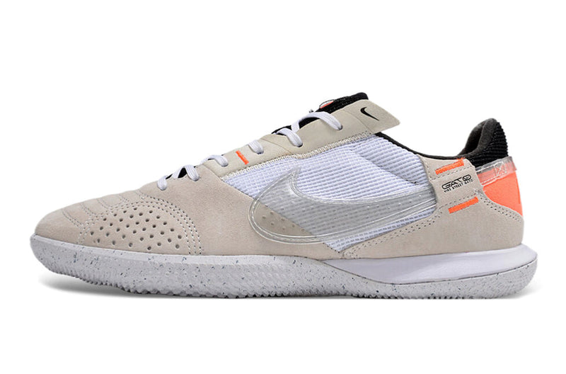 Tênis Futsal Nike Street Gato IC - Bege, Branca e Laranja