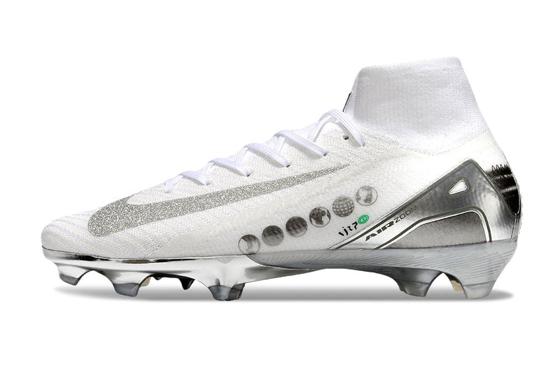 Chuteira Nike Air Zoom Mercurial Superfly 10 Edição Especial Elite FG - Banca e Prata