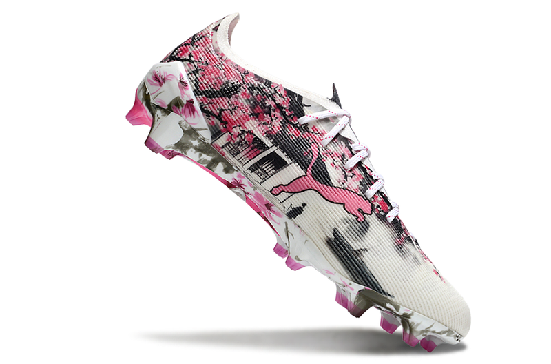 Puma Ultra 5 Ultimate FG - Branca, Preta e Rosa
