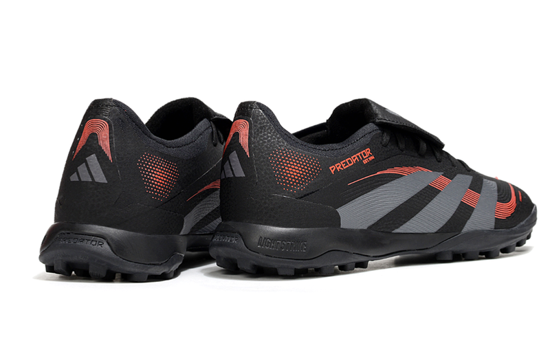 Chuteira Society Adidas Predator Elite Fold-Over Tongue TF - Preta, Cinza e Vermelha