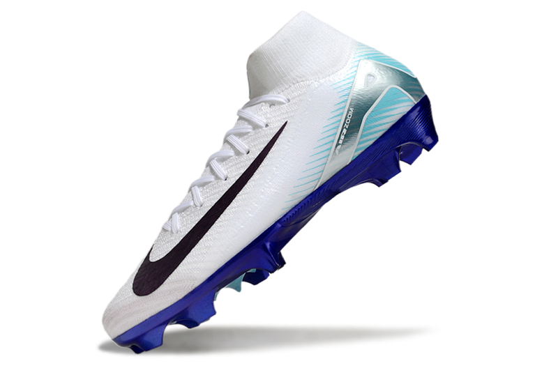 Chuteira Nike Air Zoom Mercurial Superfly 10 Edição Especial Elite FG - Branca e Azul