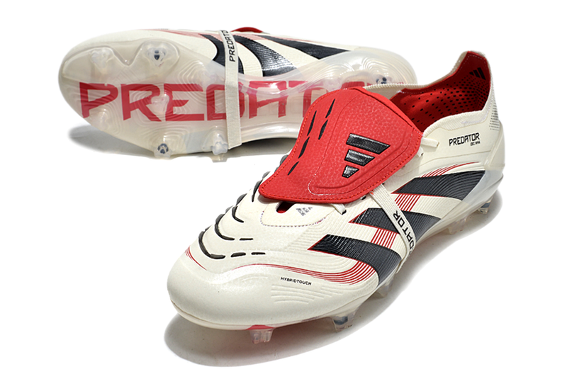 Chuteira Adidas Predator Elite Fold-Over Tongue FG - Begê, Vermelha e Preta