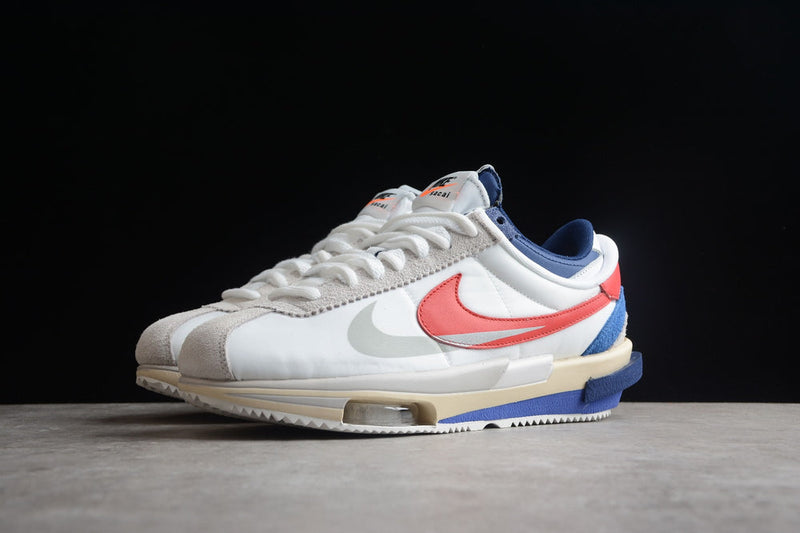 SACAI X NIKE ZOOM CORTEZ WHITE AND UNIVERSITY RED