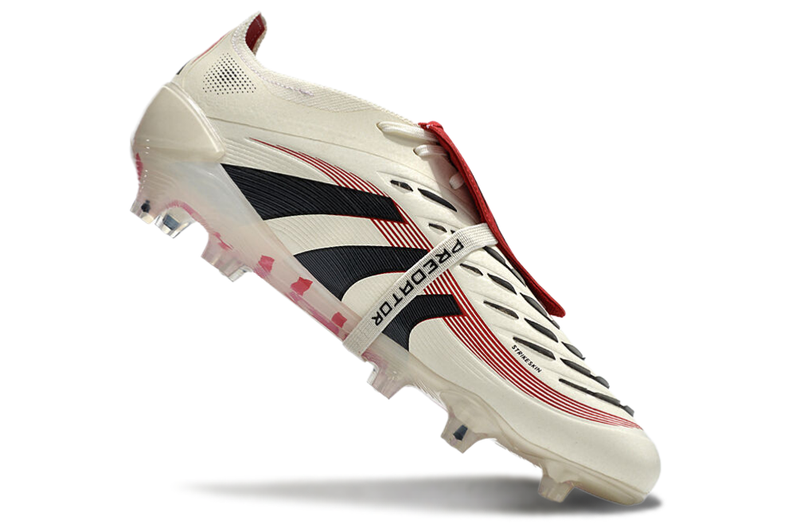 Chuteira Adidas Predator Elite Fold-Over Tongue FG - Begê, Vermelha e Preta