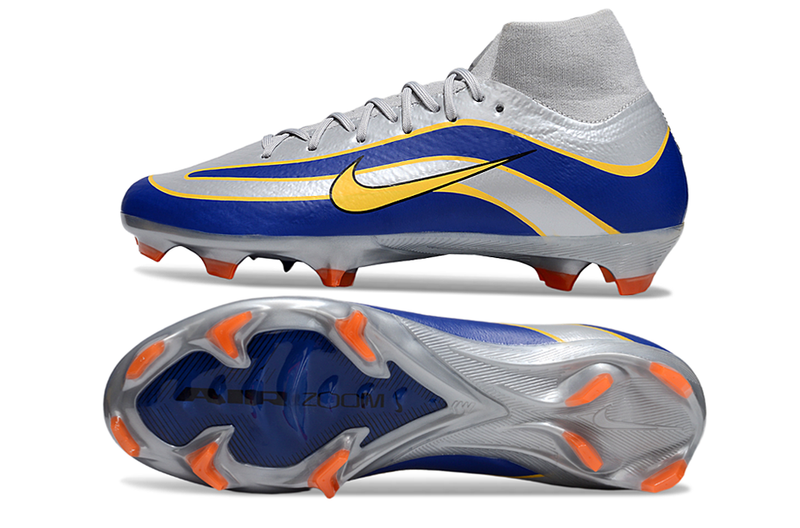 Chuteira Nike Air Zoom Mercurial Superfly 10 Edição Especial Elite FG - Prata e Azul