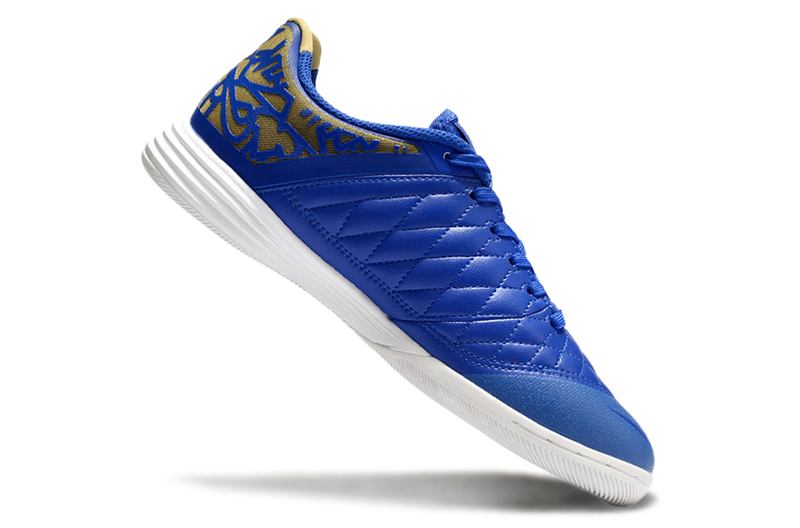 Tênis Futsal Nike Lunar Gato IC - Azul, laranja e Dourada