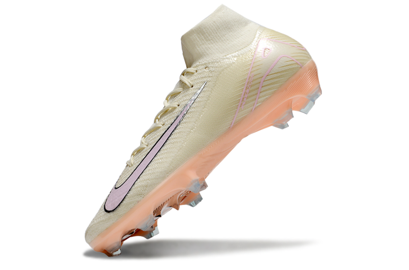 Chuteira Nike Air Zoom Mercurial Superfly 10 Edição Especial Elite FG - Branca e Salmão