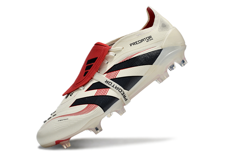 Chuteira Adidas Predator Elite Fold-Over Tongue FG - Begê, Vermelha e Preta