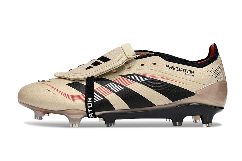 Chuteira Adidas Predator Elite Fold-Over Tongue FG - Dourada, Preta e Vermelha