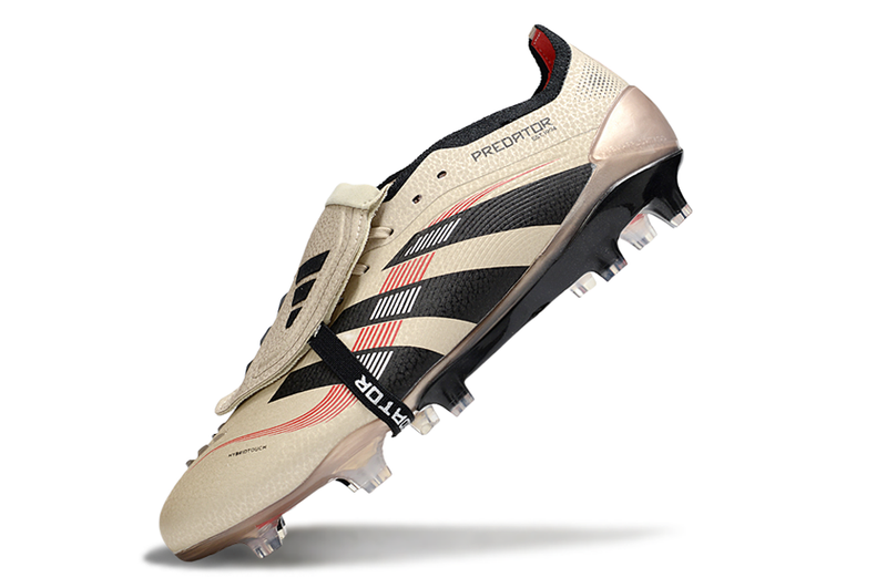 Chuteira Adidas Predator Elite Fold-Over Tongue FG - Dourada, Preta e Vermelha