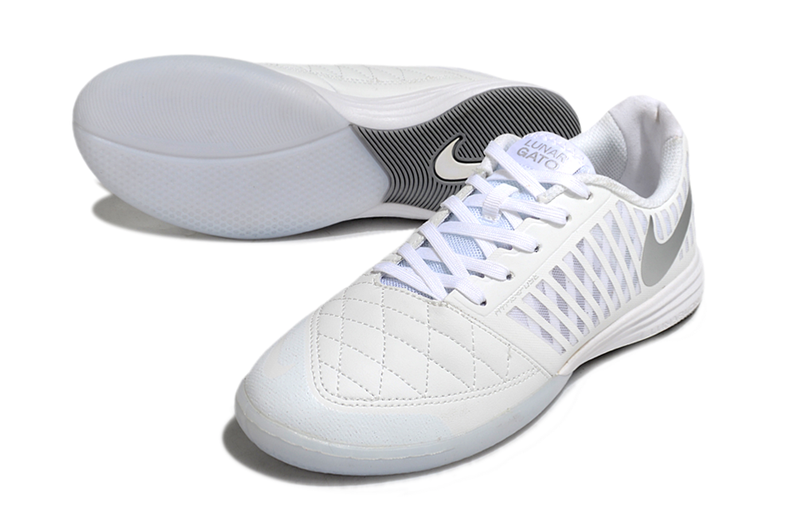 Tênis Futsal Nike Lunar Gato IC - Branca e Prata