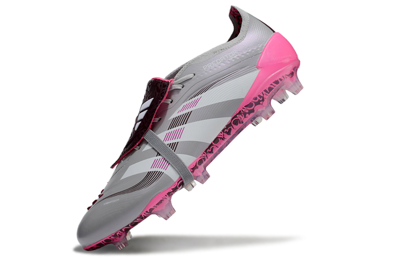 Chuteira Adidas Predator Elite Fold-Over Tongue FG - Cinza, Rosa e Branca