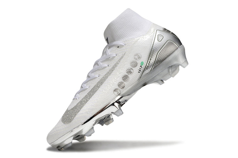 Chuteira Nike Air Zoom Mercurial Superfly 10 Edição Especial Elite FG - Banca e Prata
