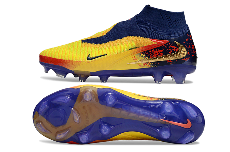 Chuteira Nike Phantom 6 Elite Edição Especial Haaland FG - Azul, Amarela e Vermelha