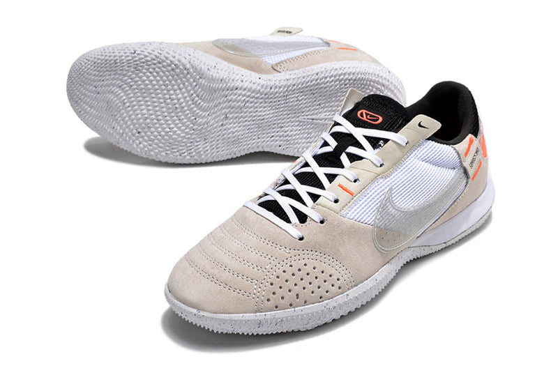 Tênis Futsal Nike Street Gato IC - Bege, Branca e Laranja