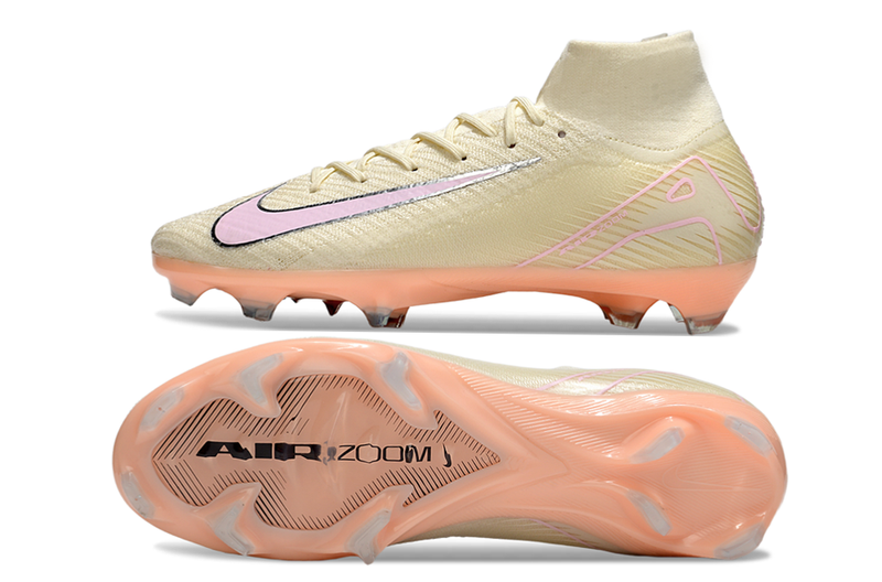 Chuteira Nike Air Zoom Mercurial Superfly 10 Edição Especial Elite FG - Branca e Salmão