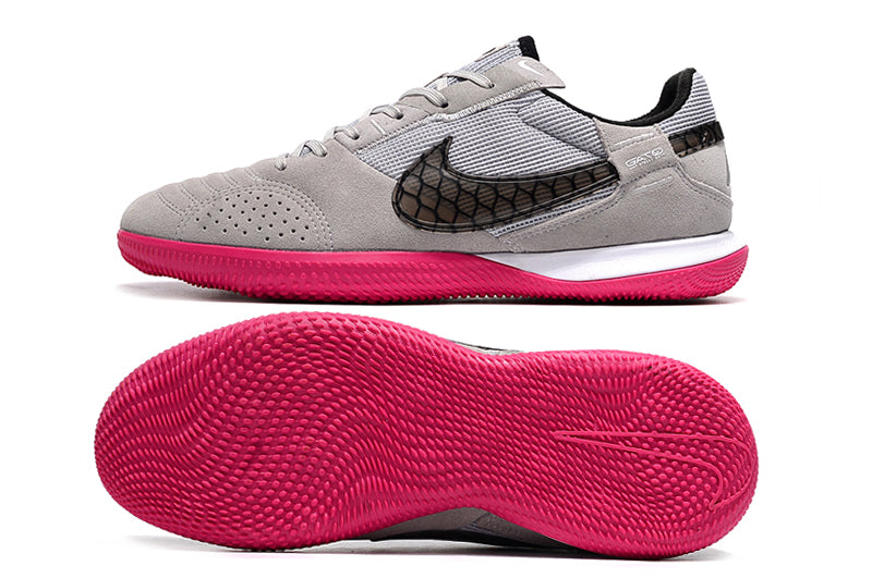 Tênis Futsal Nike Street Gato IC - Cinza, Rosa e Preta