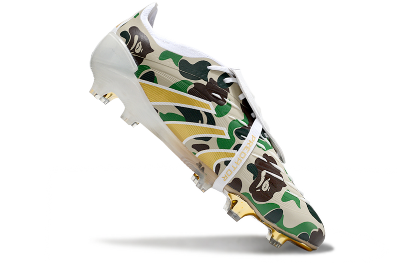 Chuteira Adidas Predator Elite Fold-Over Tongue FG - Branca, Dourada e Verde