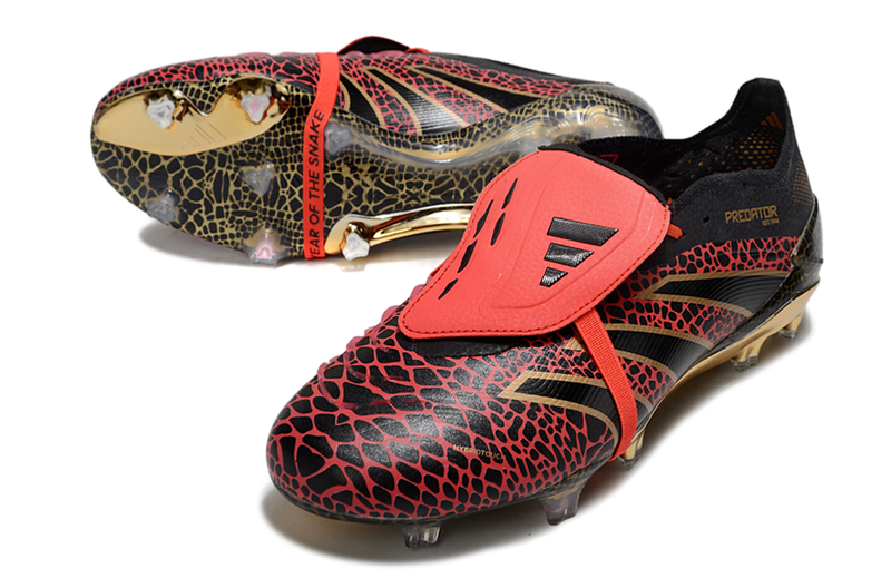 Chuteira Adidas Predator Elite Fold-Over Tongue FG - Preta, Dourada e Vermelha