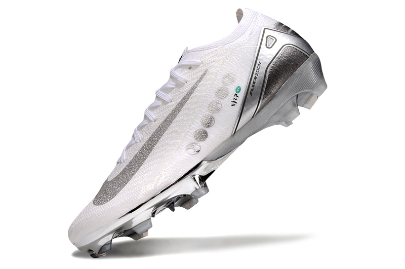 Chuteira Nike Air Zoom Mercurial Vapor 16 Edição Especial Elite FG - Branca e Prata