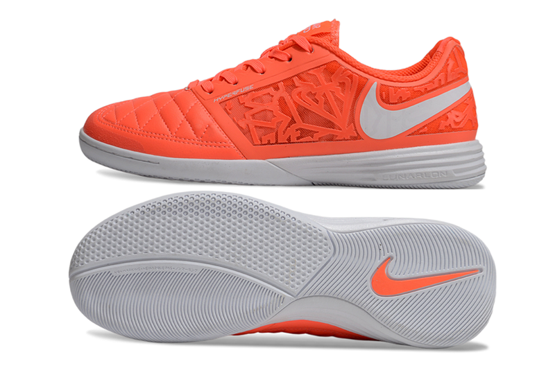 Tênis Futsal Nike Lunar Gato IC - Laranja e Branca