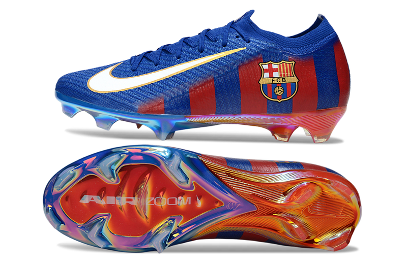 Chuteira Nike Air Zoom Mercurial Vapor 16 Elite Barcelona FG - Azul e Grená