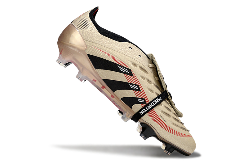 Chuteira Adidas Predator Elite Fold-Over Tongue FG - Dourada, Preta e Vermelha