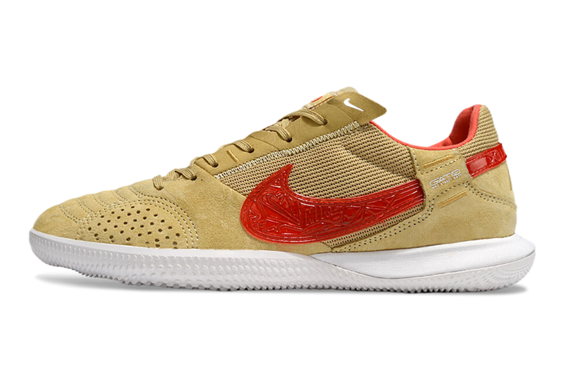 Tênis Futsal Nike Street Gato IC - Bege e Vermelha