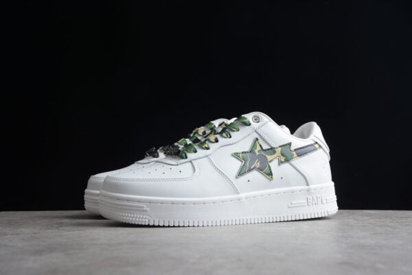 A BATHING APE BAPE STA LOW WHITE ABC CAMO GREEN