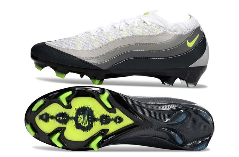 Chuteira Nike AIR Zoom Mercurial Vapor 16 Elite AIR MAX 95 FG - Branca e Preta